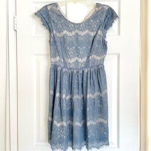 Forever 21 Short Sleeve Blue Lace Dress
